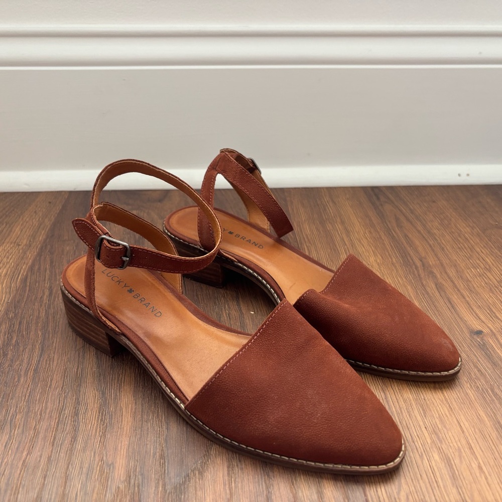 Lucky Brand Women's Brown Ankle Strap Flats